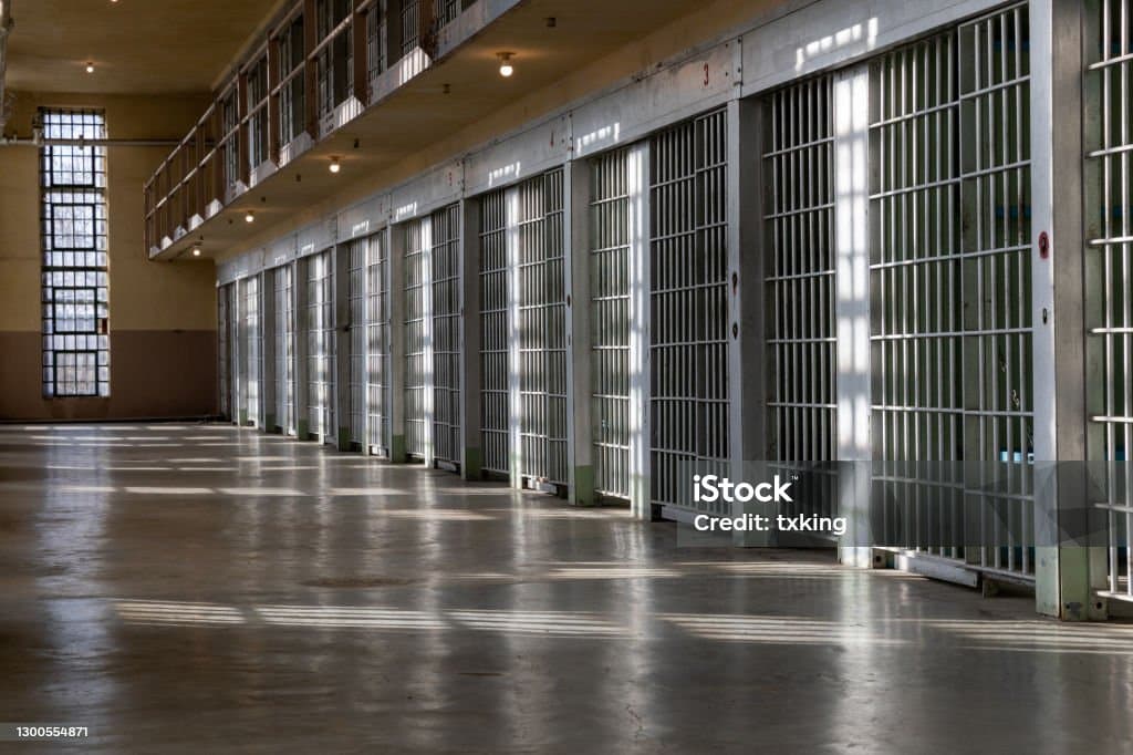 Dramatic courthouse with justice scales